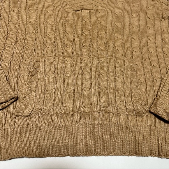 Ralph Lauren Polo Jeans Women’s Tan Cable Knit Hooded Sweater SZ L - Picture 8 of 8